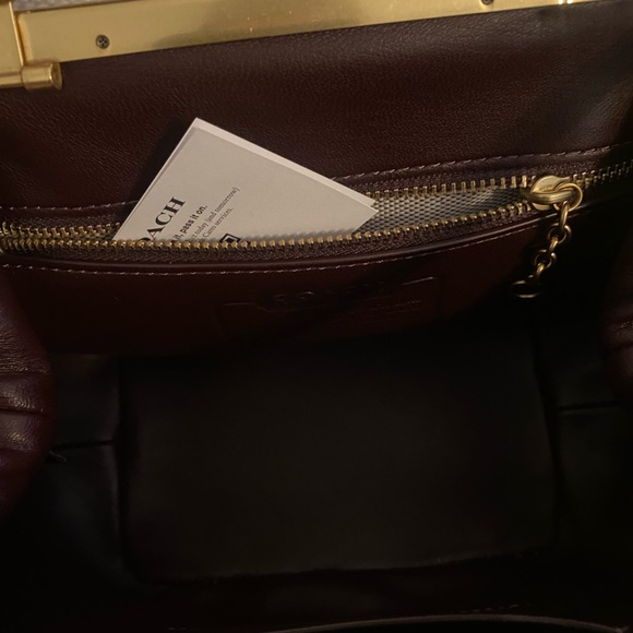 Coach  kisslock bag 16 burgundy/wine Leather Clutch with Gold Accents - Picture 11 of 14